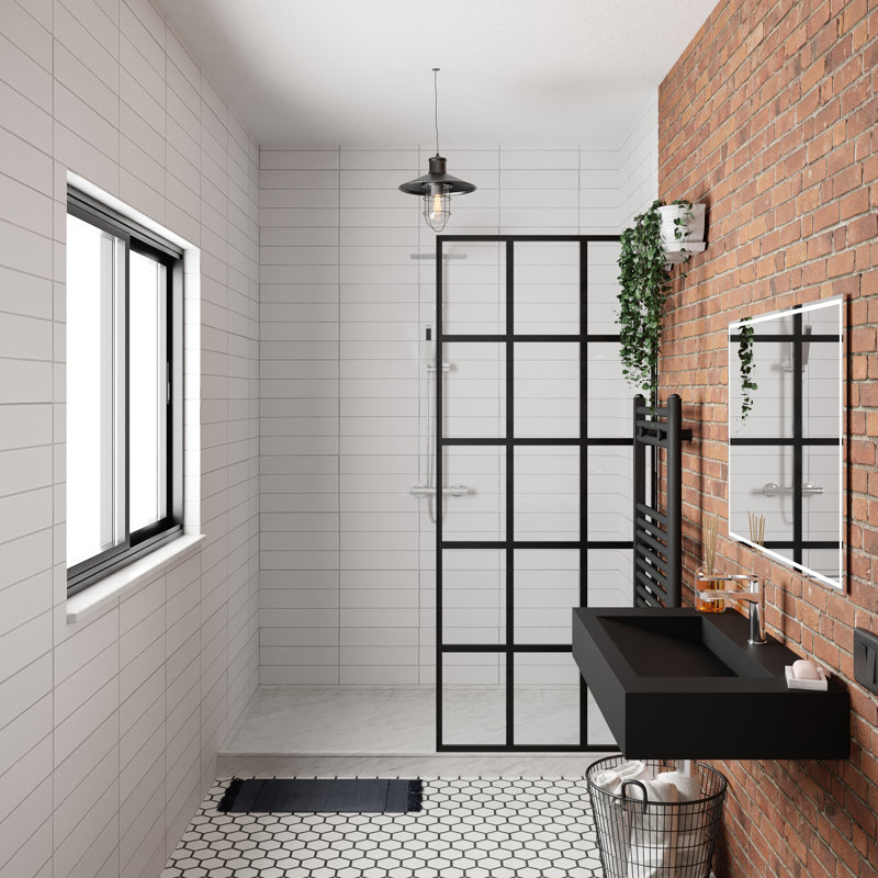 Lavabo de salle de bain mural rectangulaire à surface solide 36 po Pyramid - fini noir mat - avec trou pour robinet, Noir