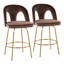 Tabouret de bar pivotant à hauteur fixe avec revêtement en velours et repose-pieds rond - ensemble de 2-659514945