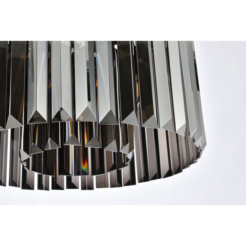 Yazmin 6 - Light Dimmable Drum Chandelier, Gray, Matte Black