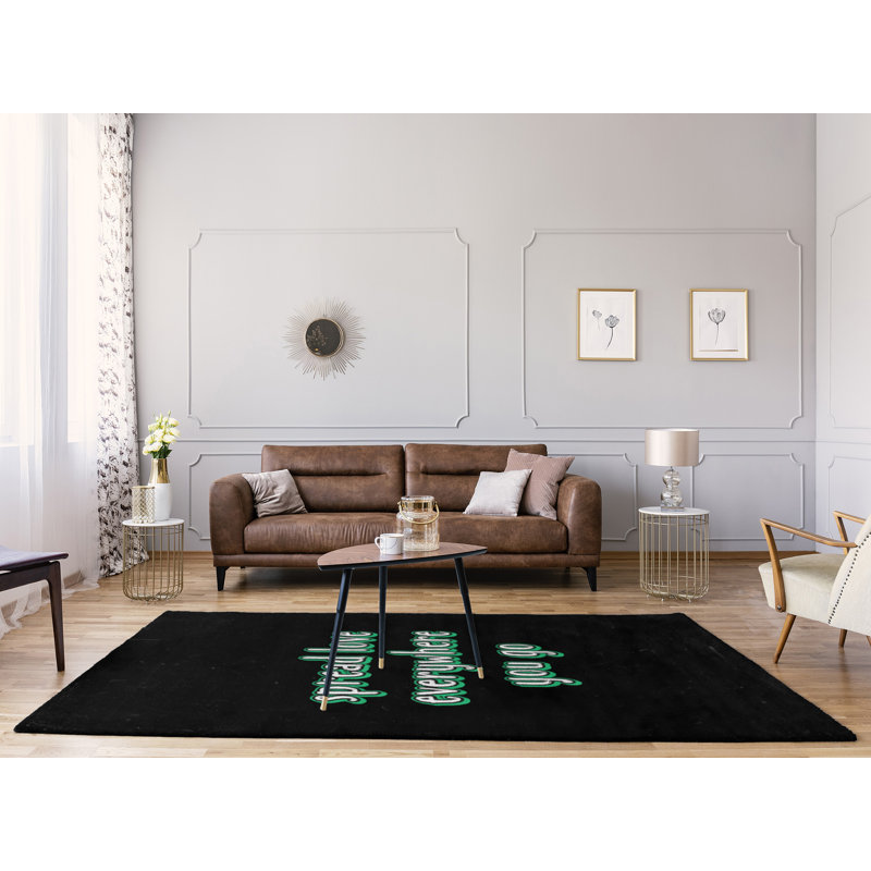 Tapis en polyester tableau noir style "spread love quot", Rectangle 5 pi x 7 pi