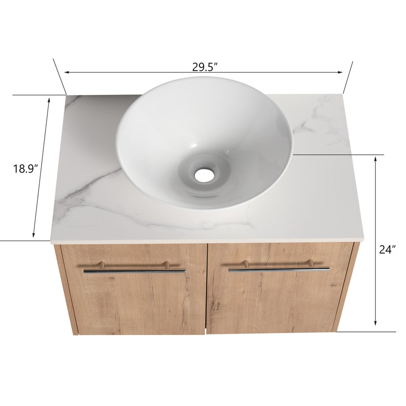 Reedsville 29.54'' Single Bathroom Vanity with Ceramic Top