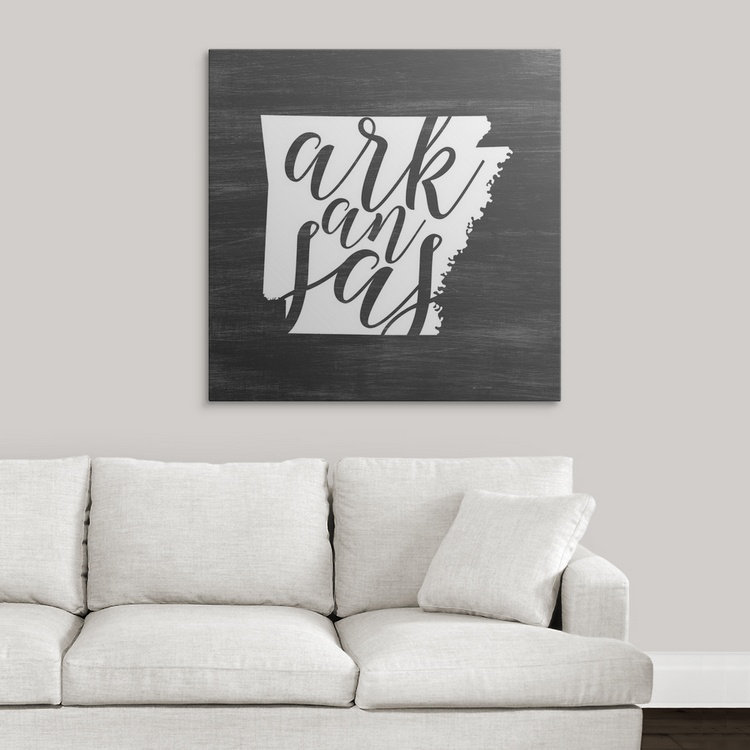 « home state typography arkansas », impression sur cercle intérieur, H 20 po x l 20 po x P 1,5 po, Toile