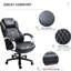 Chaise de bureau noire avec couture à haut dossier en losange, hauteur réglable, siège large pour grand et grand, pivotant à 360 °, hauteur confortable