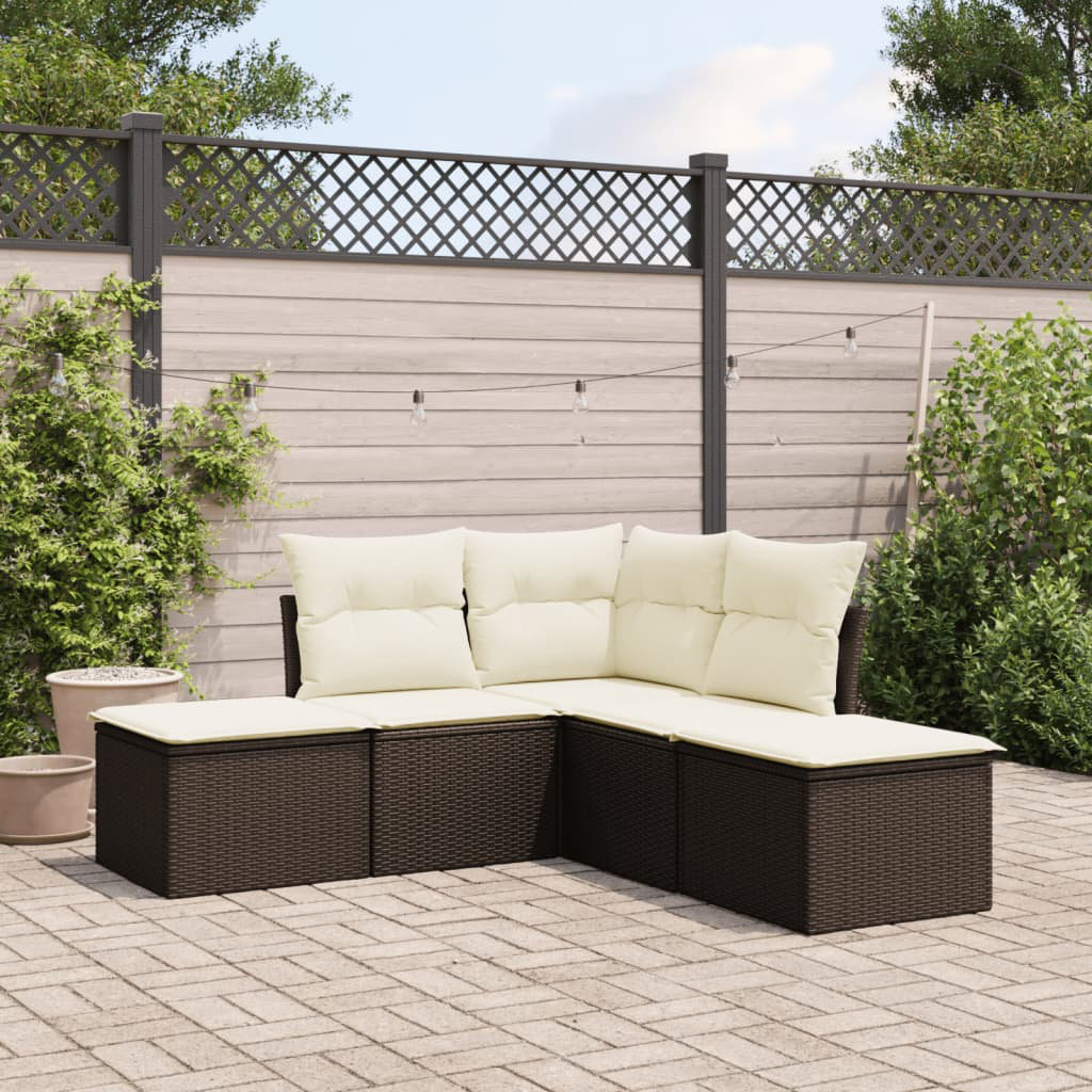 Vidaxl 5-Tlg. Garten-Sofagarnitur aus Polyrattan mit Kissen