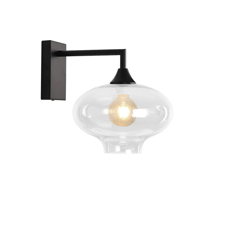 Kaufman Armed Sconce, Black, Clear