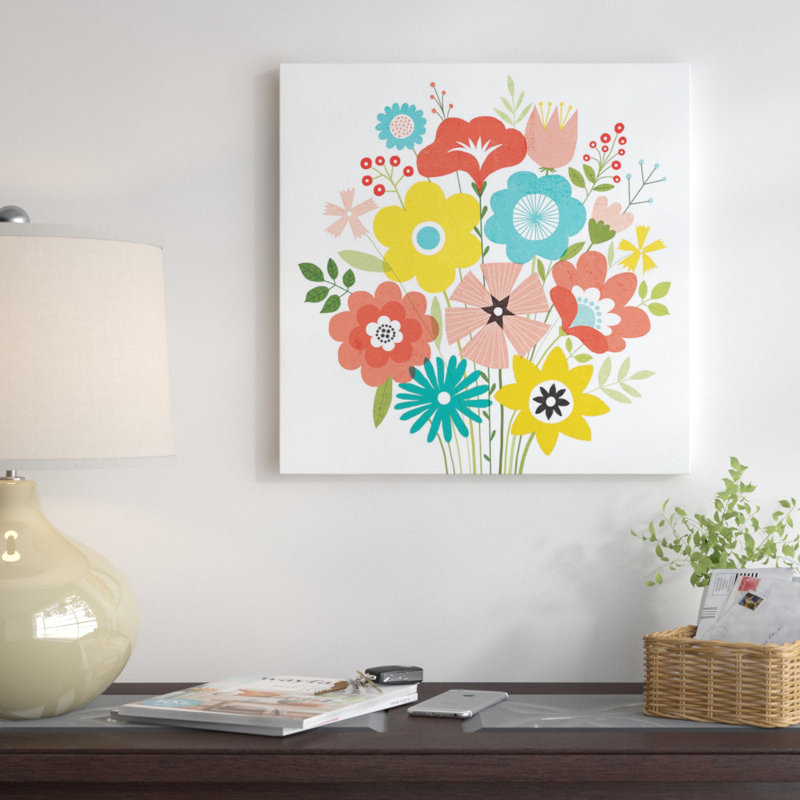 « seaside bouquet iv », reproduction d’impression sur toile, H 18 po x l 18 po x P 1,5 po, Pas de tapis, Toile tendue