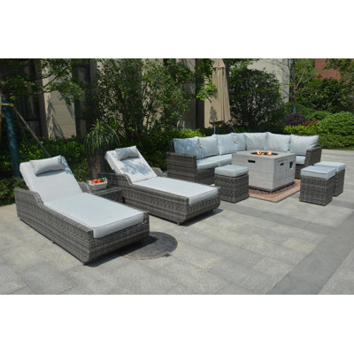 10 - Person Patio Conversation Set with Cushions