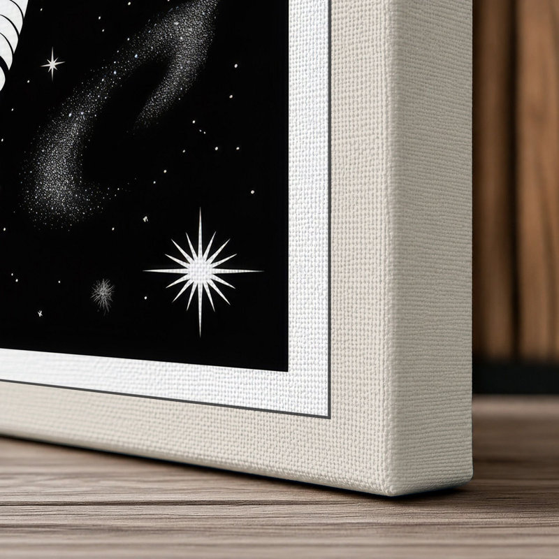Astronaut in Space Minimalist - Wrapped Canvas, 18x12 - 45.7 x 30.5 cm, Cream Border