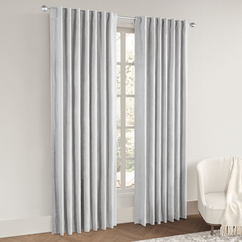 Chenille Blackout Back Tab Curtain Pair(2 panels), Gray, 52" W x 108" L