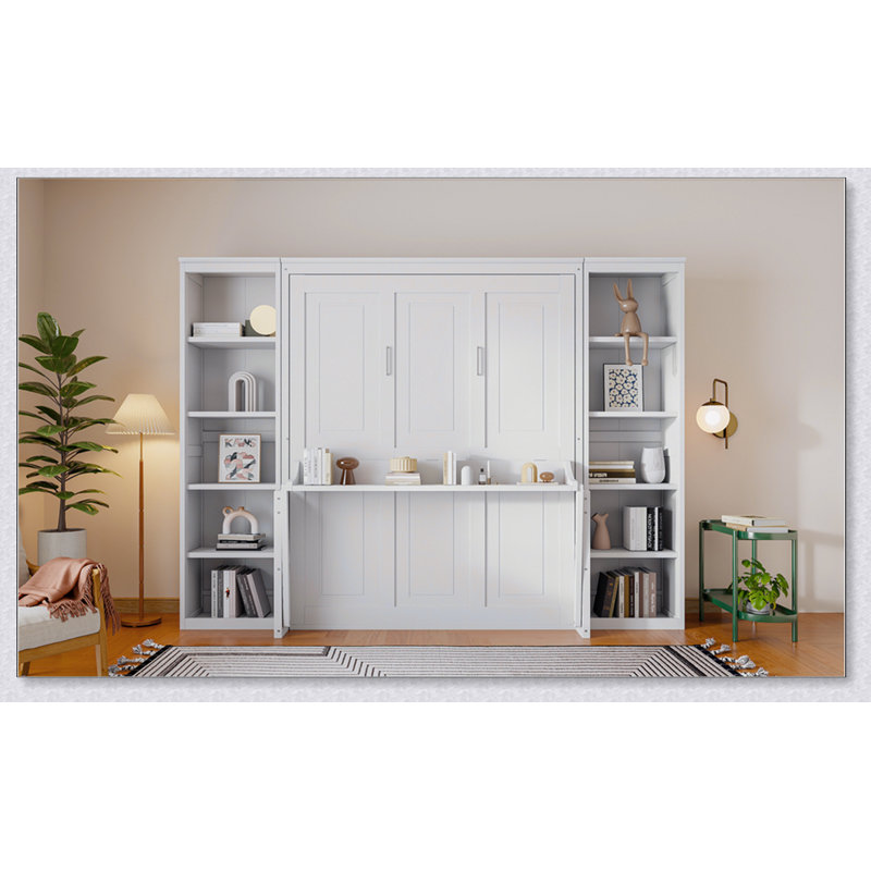 Grand lit escamotable avec bureau et bibliothèque