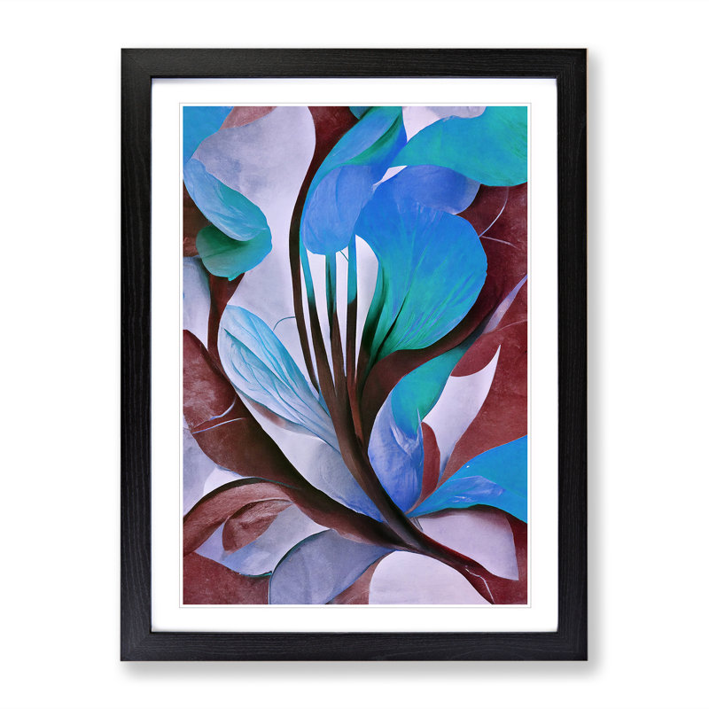 Floral In Abstract No.3 - Single Picture Frame Painting, 64cm H x 46cm W x 2cm D, Black