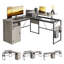 Bureau en L avec plateau de rangement en L de 60 po avec armoire de rangement, bureau de direction avec compartiments ouverts et tablettes réglables Khairi-1745553471