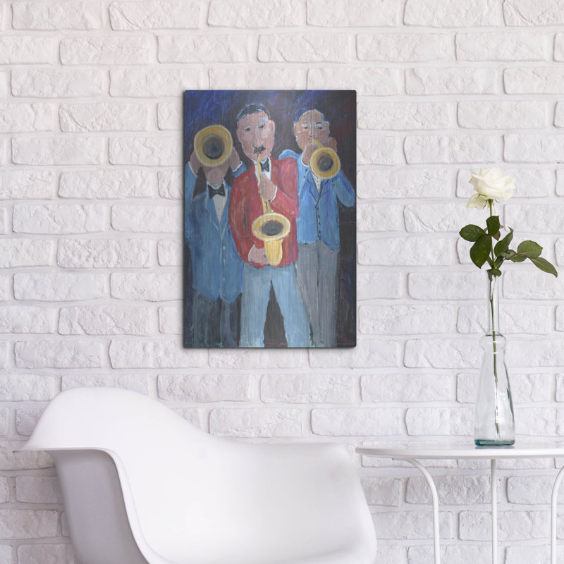  "Soufflez ces cornes" par Jadei, impression sur métal, H 24 po x l 16 po