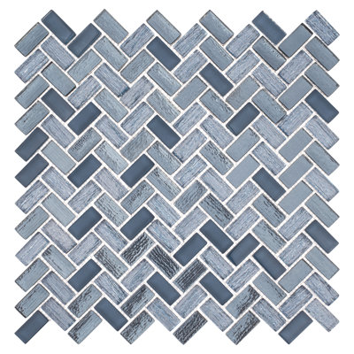 Velmo 1" x 1.25" Glass Chevron / Herringbone Mosaic Wall Tile
