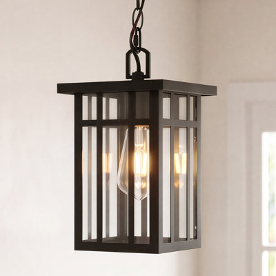 Suspension extérieure noire mate avec une lumière de 31,1 cm (12,25 po) avec verre transparent