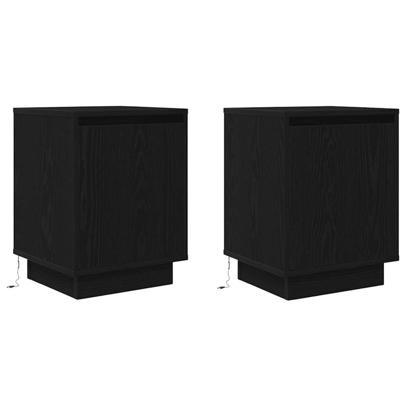 Daphane 38cm W Manufactured Wood Bedside Table, Black