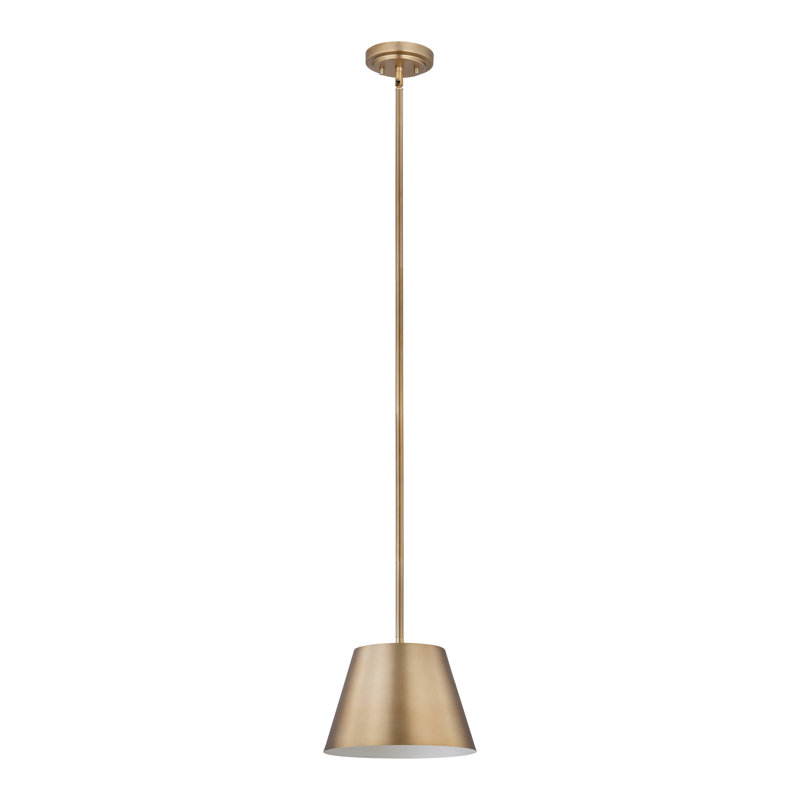 Luminaire suspendu à 1 lumière Wolleik, Or moderne, H 90,5 po x l 12 po x P 12 po