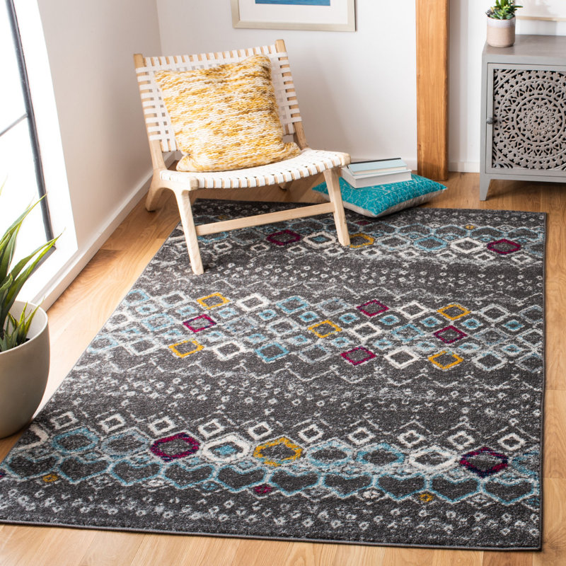 Aird Performance Southwestern Rug, Rectangle 8' x 10', Dark Gray/Ivory