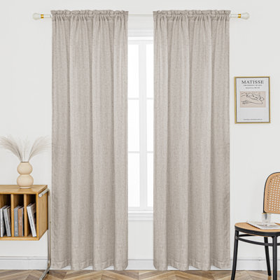 Jep Linen Blended Semi Sheer Rod Pocket Curtain Pair