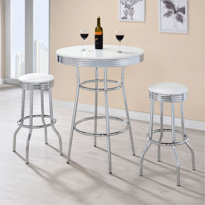 Midge White Upholstered Metal Swivel Bar Stool  (2 Of Set)