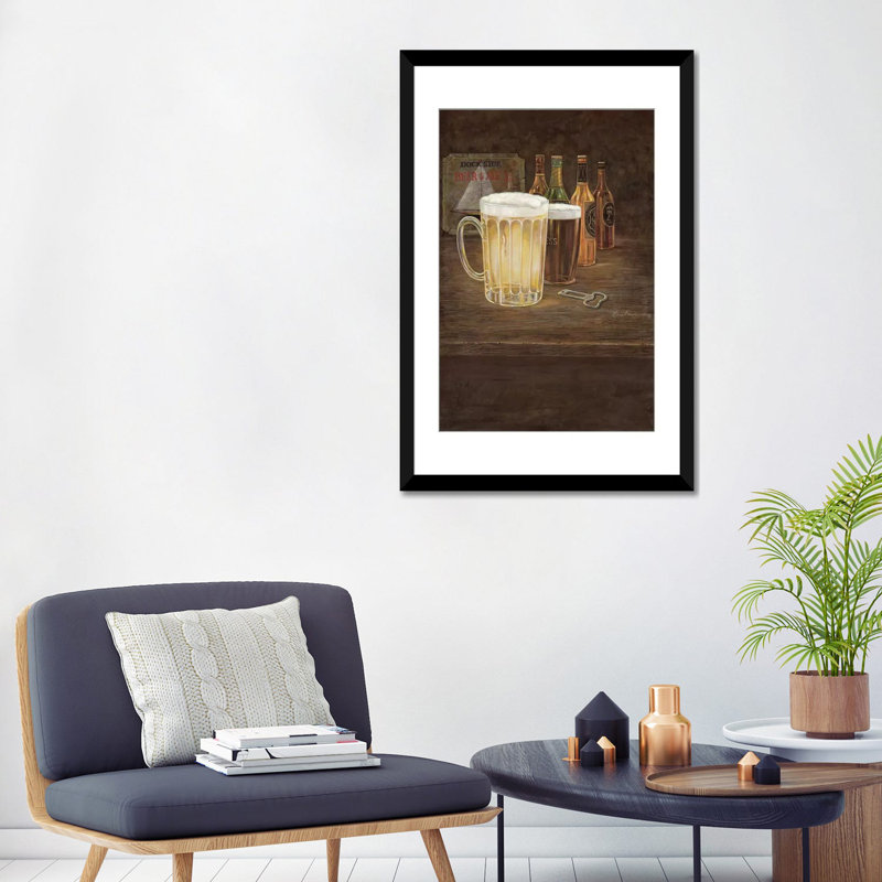 « dockside bière », impression sur toile, H 32 po x l 24 po x P 1 po, Papier beaux-arts encadré noir, Blanc