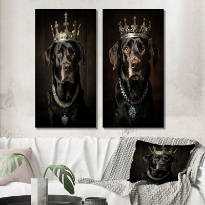 Ensemble de 2 décorations murales couronnées Royal Labrador Dog I - Dog