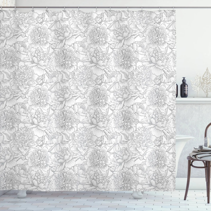 Floral Shower Curtain with Hooks Included, 75" H x 69" W