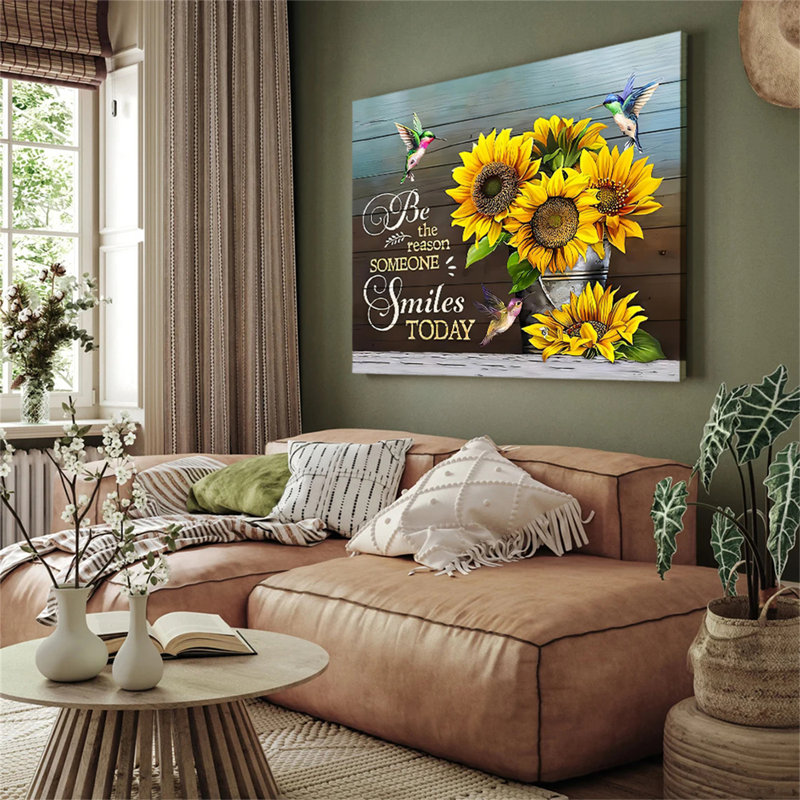 Abstract Hummingbird Sunflower Wall Art Canvas, 12*18inch