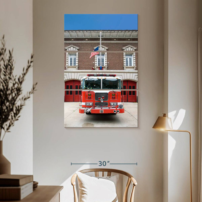 Mehar Parked Fire Truck, 65" H x 42" W