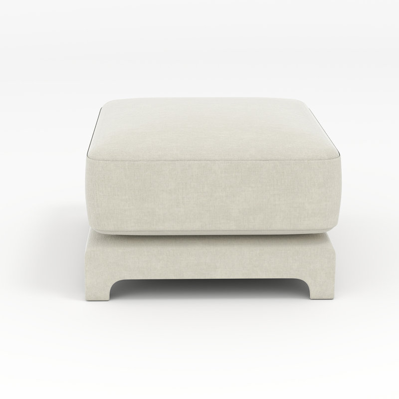 Chenille Ottoman For Living Room – Perfect Footrest, Spare Seat & Decorative Accent, Beige