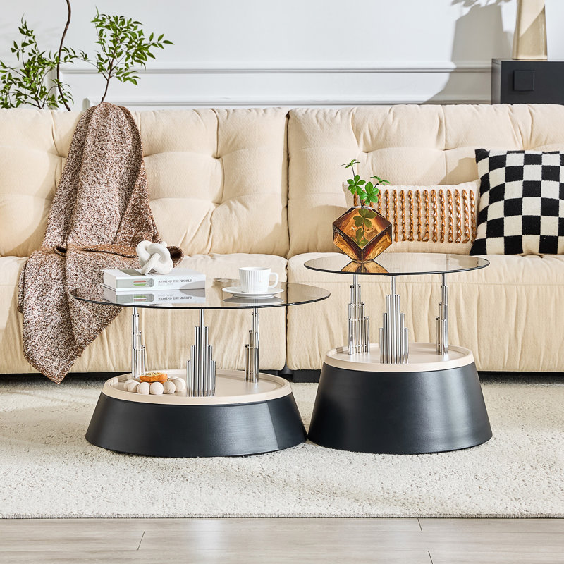 ensemble de tables basses gigognes, Black / Silver