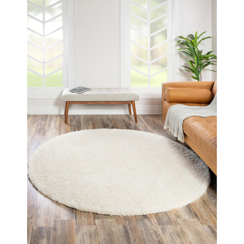 Tapis blanc neige Roshane, Rond 7 pi 10 po