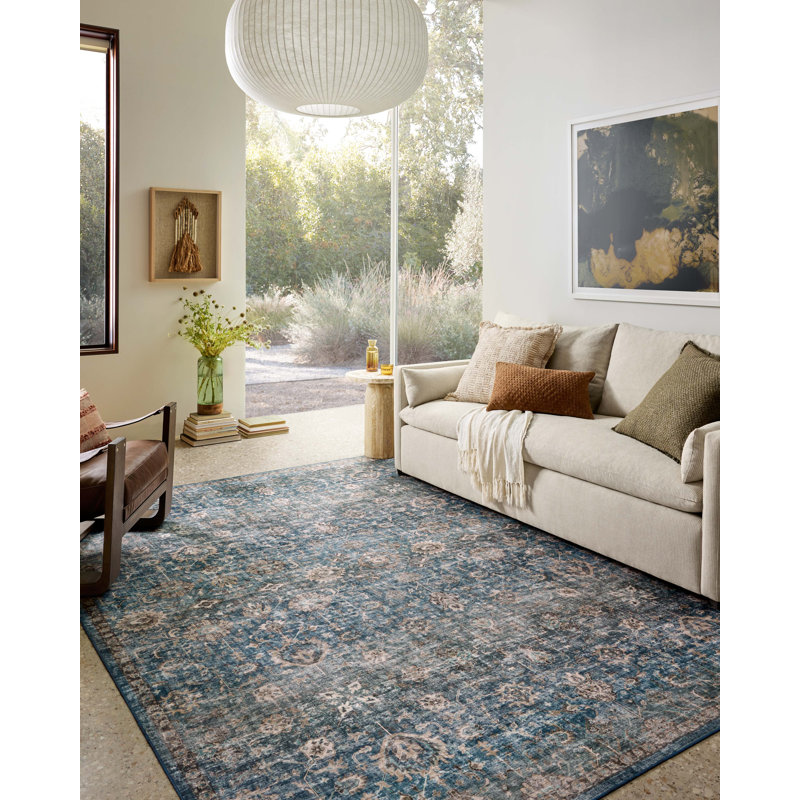 Tapis lagon / naturel lavable à la machine Aaronley, Tapis de couloir 2 pi 6 po x 10 pi