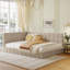Structure de lit de jour double rembourrée pleine grandeur - beige, velours