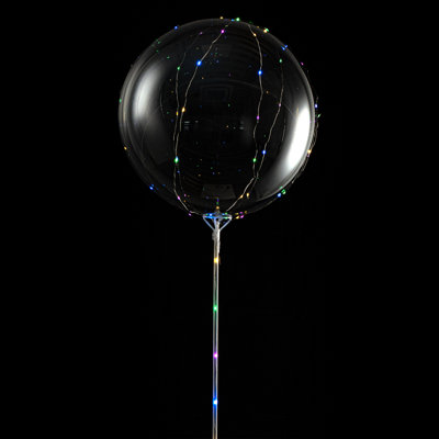 Restaurantware-Balloonify 24 Inch Bobo Balloons With Lights, 10 LED Light Up Balloons - Colorful String Light, Color Handles, Clear Plastic Glow Bubble Balloon, Decoration For Birthday Or Wedding