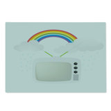 Ambesonne Rainbow Cutting Board Large Size Old TV Raining Clouds Multicolor