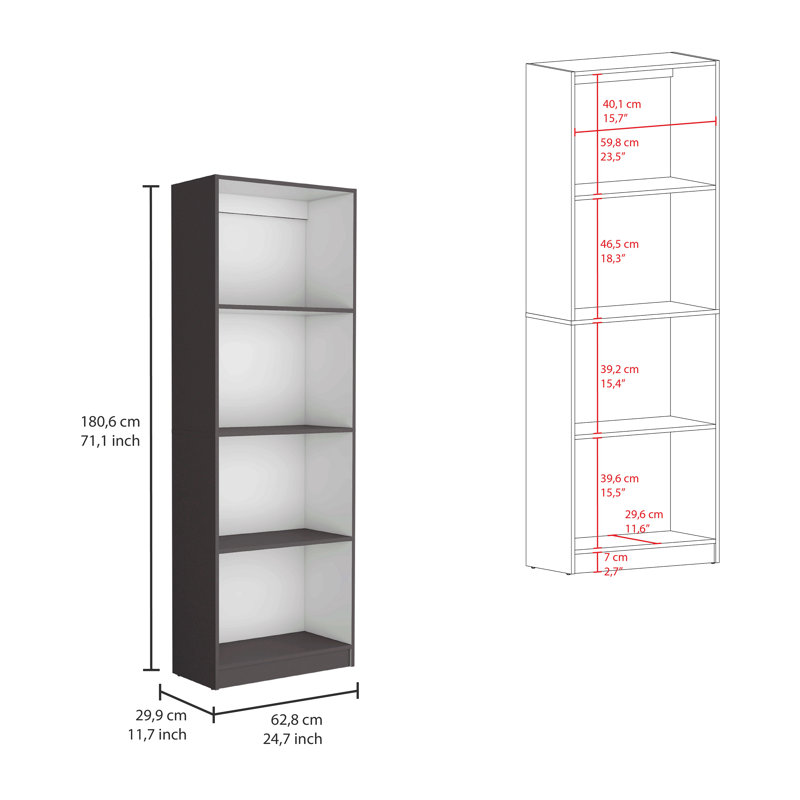 Bibliothèque Bkhome, 71.1"H x 74"W x 11.7"D, Blanc, 3