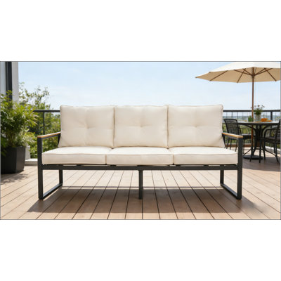 Canapé d'extérieur en acier avec coussins épais à haute densité pour la terrasse, le jardin et la piscine