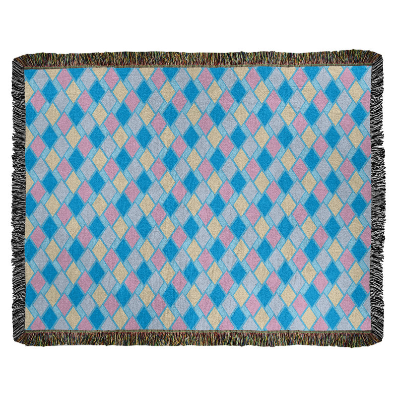 Couverture en coton Katelyn Elizabeth, l 50 po x L 60 po, Bleu / Rose