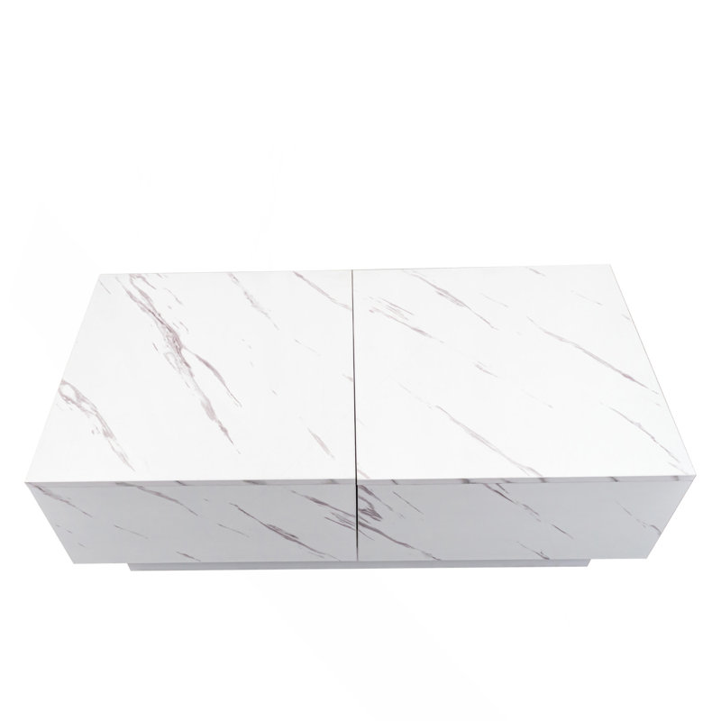 Table basse avec plateau coulissant, table centrale avec compartiment de rangement caché, table extensible pour le salon