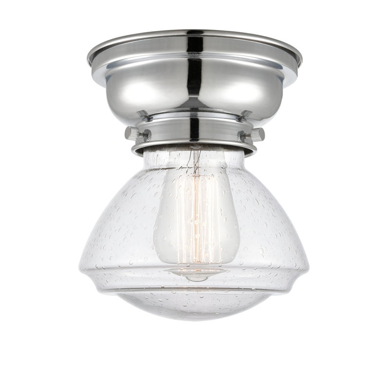 Chesterville Glass Flush Mount, Seedy, Polished Chrome, 6 Watt Vinage LED Bulb