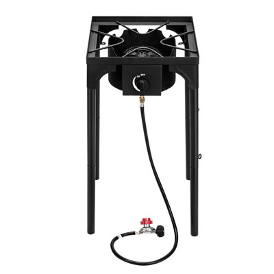 Réchaud portable portatif à un seul foyer - Poêle au propane en fonte à haute pression de 75 000 BTU avec pieds réglables de 0 à 20 lb / po2, régulateur amovible homologué CSA, cuisinière pour le camping et les barrières, l 15,75 po x P 15,75 po x H 19,1 po