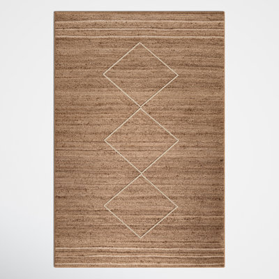 Mio Geometric Hand Loomed Jute/Sisal Area Rug In Brown/Ivory