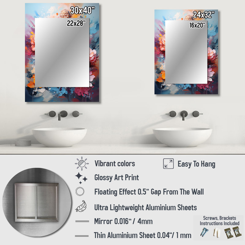 Floral Buddha In Meditation II - Meditation Decorative Wall Mirror, Traditional Mirror, Printed Metal Art, 32" x 24"
