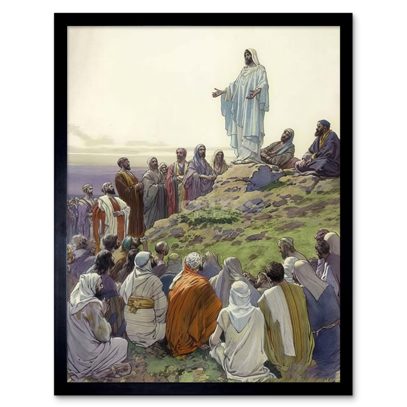 Jesus Gives Sermon On Mount Watercolour - Single Picture Frame Print