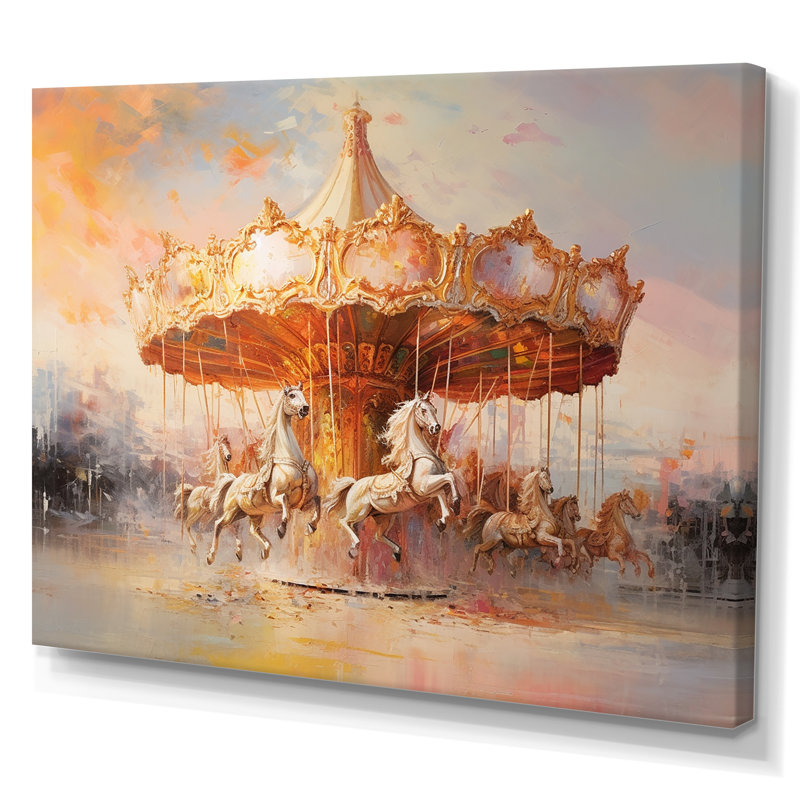 «Carousel In Sunset Charm I», reproduction sur toile, H 12 po x l 20 po, Toile tendue