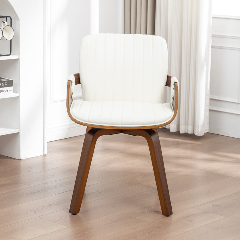 Fauteuil pivotant rembourré en similicuir Dundrod, Blanc