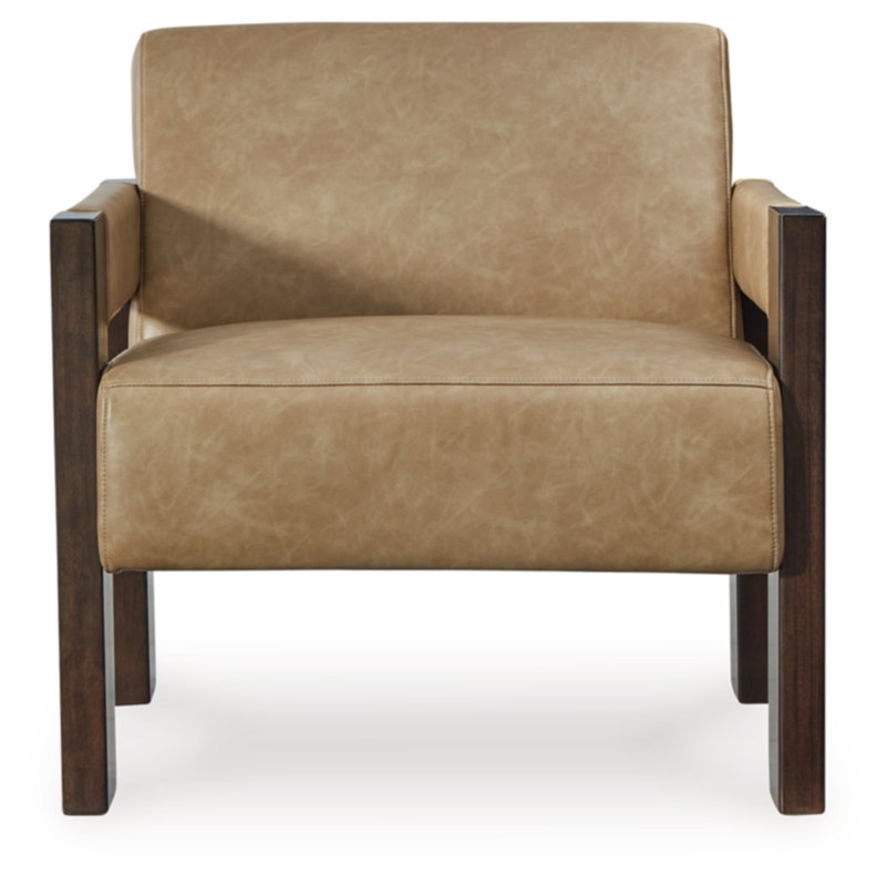 Hira Accent Chair, Brown Faux Leather