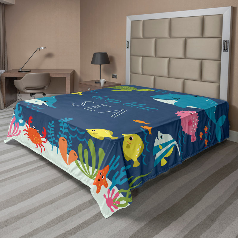 Multicolore Ambesonne, Drap plat pour très grand lit californien