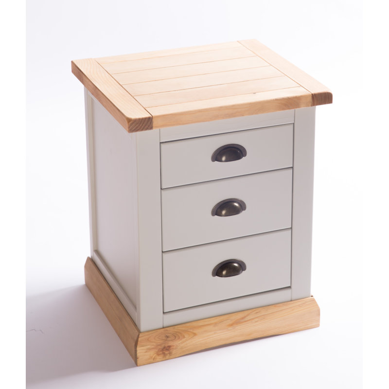 Nicholas 45 cm W Bedside Table, Grey/Brass